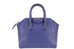 GIVENCHY ANTIGONA SMALL BLUE LEATHER SILVER HARDWARE WITH STRAPS AND DUST COVER
