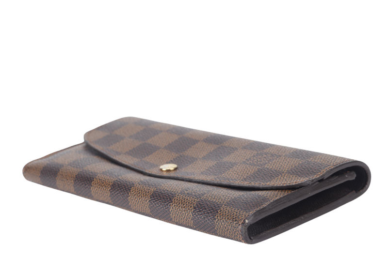 LOUIS VUITTON PORTEUFILLE EMILIY LONG WALLET (N63019) BROWN DAMIER EBENE GOLD HARDWARE WITH DUST COVER AND BOX