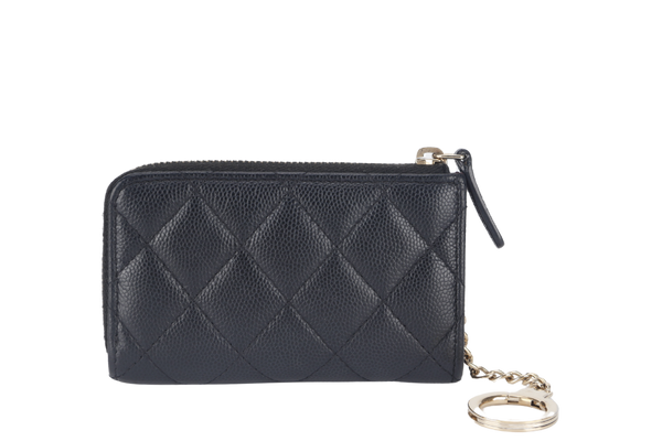 CHANEL L SHAPE ZIPPY CARD HOLDER (2836xxxx) BLACK CAVIAR LGHW NO CARD WITH BOX