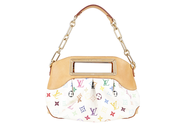 LOUIS VUITTON JUDY MM BAG WHITE MULTICOLOR MONOGRAM CANVAS GOLD HARDWARE WITH DUST COVER