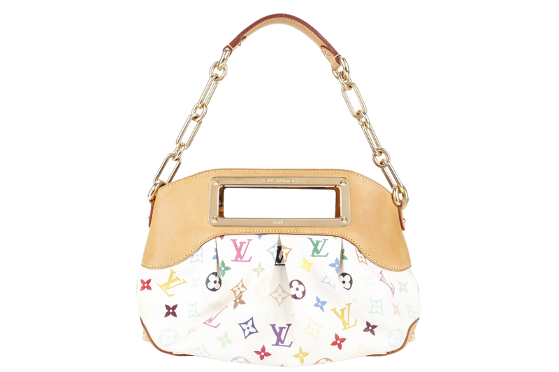 LOUIS VUITTON JUDY MM BAG WHITE MULTICOLOR MONOGRAM CANVAS GOLD HARDWARE WITH DUST COVER