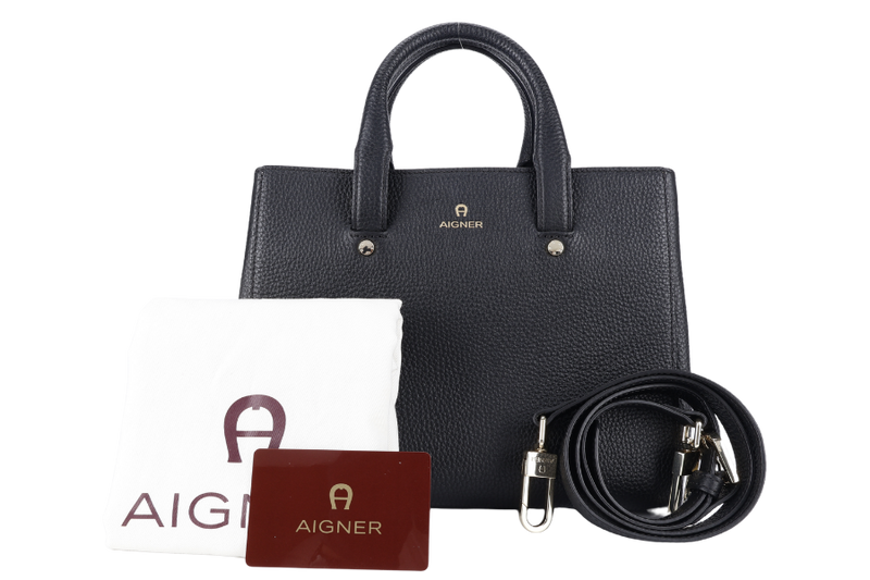 AIGNER IVY 2WAY BAG MEDIUM BLACK LEATHER WITH DUST COVER