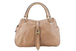 BURBERRY TOTE BAG BRONZER LEATHER GOLD HARDWARE WITH DUST COVER