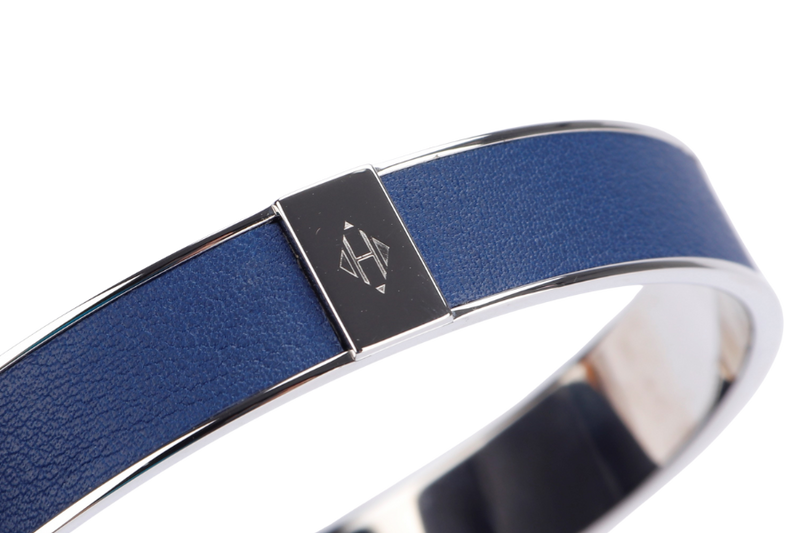HERMES BLUE AND SILVER BANGLE WITH BOX
