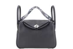 HERMES LINDY 26 BLACK CLEMENCE LEATHER SILVER HARDWARE STAMP Z (YEAR 2021) WITH DUST COVER, BOX AND FELT COVER
