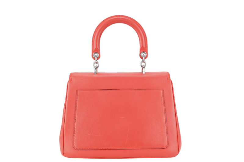 CHRISTIAN DIOR BE DIOR BI-COLOR ORANG, PINK SMOOTH LEATHER SILVER HARDWARE WITH STRAPS, CARD, DUST COVER AND BOX