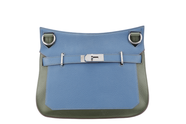 HERMES JYPSIERE 31 MYKONOS & VERT VERONESE TAURILLON CLEMENCE LEATHER PALLADIUM HARDWARE STAMP Q SQUARE (YEAR 2013) WITH LEATHER STRAPS, DUST COVER AND BOX