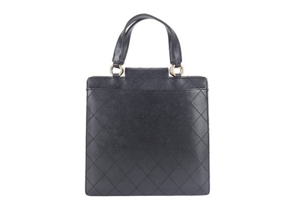 CHANEL TOP HANDLE BAG (500xxxx) BLACK CAVIAR LEATHER GOLD HARDWARE WITH DUST COVER