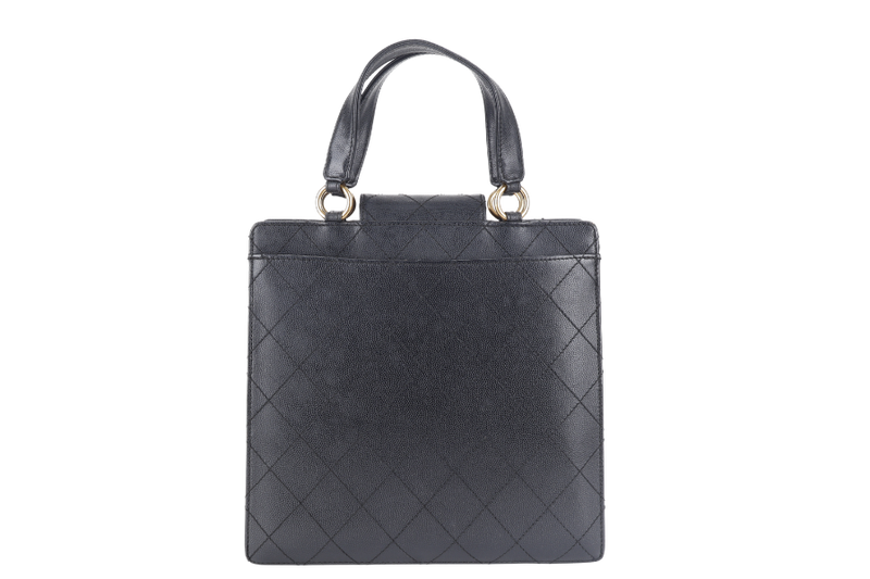 CHANEL TOP HANDLE BAG (500xxxx) BLACK CAVIAR LEATHER GOLD HARDWARE WITH DUST COVER