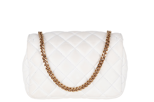VERSACE MEDUSA SMALL WHITE NAPPA QUILTED LEATHER CROSSBODY GOLD HARDWARE WITH DUST COVER