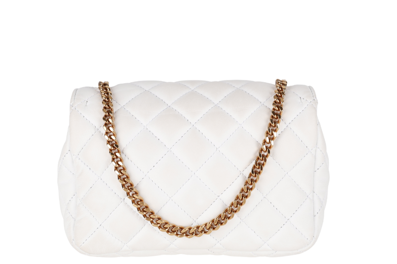 VERSACE MEDUSA SMALL WHITE NAPPA QUILTED LEATHER CROSSBODY GOLD HARDWARE WITH DUST COVER