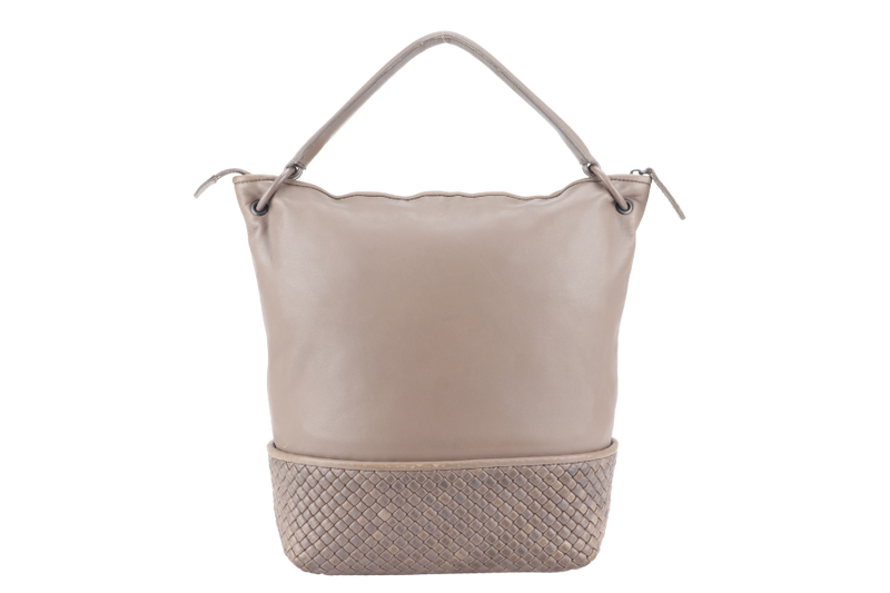 BOTTEGA VENETA SHOULDER BAG MEDIUM BROWN SILVER HARDWARE WITH DUST COVER