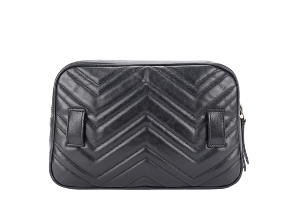 GUCCI GG MARMONT SQUARE BELT BAG BLACK LEATHER GOLD HARDWARE NO DUST COVER