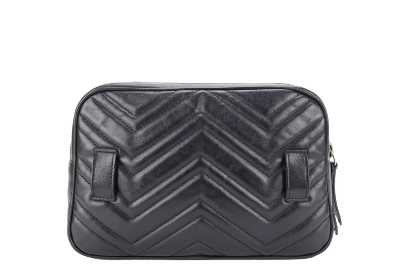 GUCCI GG MARMONT SQUARE BELT BAG BLACK LEATHER GOLD HARDWARE NO DUST COVER