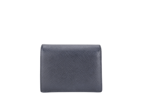 PRADA SMALL BLACK SAFFIANO LEATHER WALLET GOLD HARDWARE WITH CARD AND BOX
