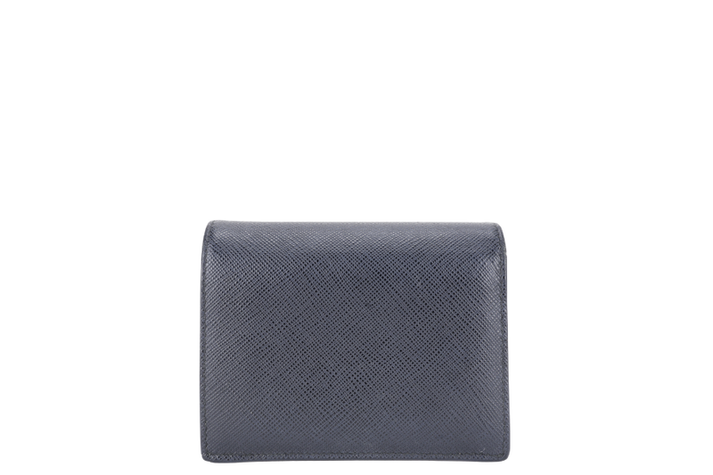 PRADA SMALL BLACK SAFFIANO LEATHER WALLET GOLD HARDWARE WITH CARD AND BOX