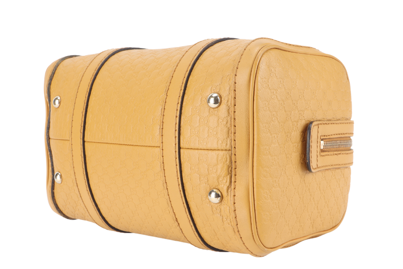 GUCCI MICROGUCCISSIMA JOY BOSTON BAG MUSTARD YELLOW LEATHER GOLD HARDWARE NO DUST COVER