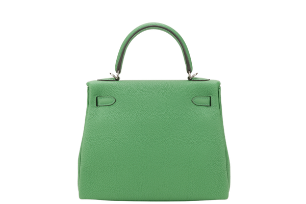 HERMES KELLY 25 STAMP Y (YEAR 2020) BAMBOO TOGO LEATHER SILVER HARDWARE WITH STRAPS, KEYS, LOCK AND DUST COVER