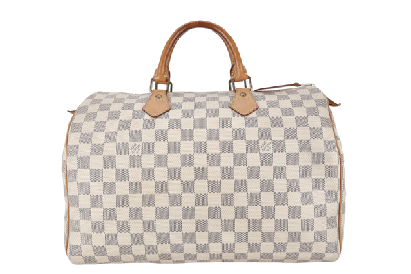 LOUIS VUITTON SPEEDY 35 DAMIER AZUR CANVAS GOLD HARDWARE WITH DUST COVER