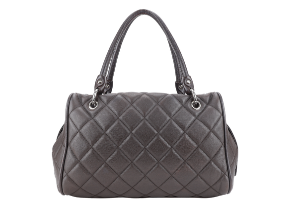 CHANEL TIMELESS CC BOSTON BAG DARK BROWN SOFT CAVIAR SILVER HARDWARE (1207xxxx) WITH DUST COVER NO CARD