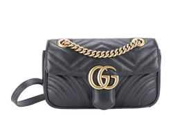 GUCCI MARMONT SMALL BLACK LEATHER GOLD HARDWARE WITH DUST COVER
