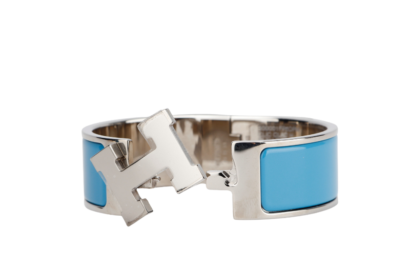 HERMES CLIC CLAC 2CM PM SIZE BLUE CIELO SILVER HARDWARE WITH BOX