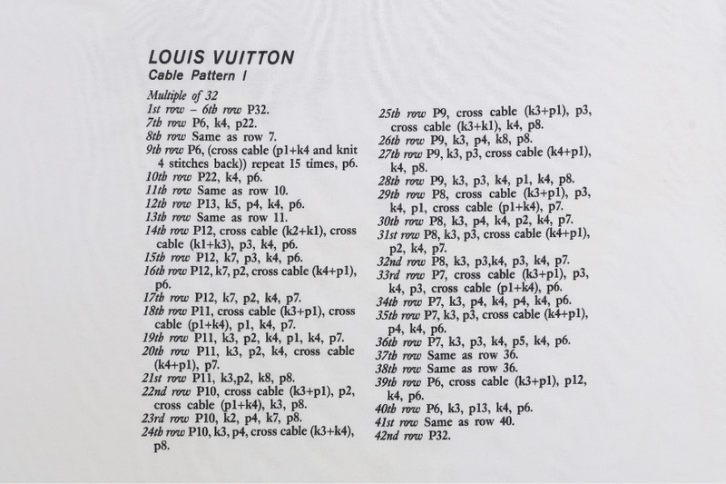 LOUIS VUITTON WHITE CABLE PATTERN TEE SHIRT M SIZE