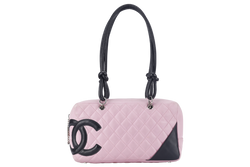 CHANEL CAMBON LINE (9139xxxx) LARGE PINK CALFSKIN LEATHER SILVER HARDWARE WITH DUST COVER