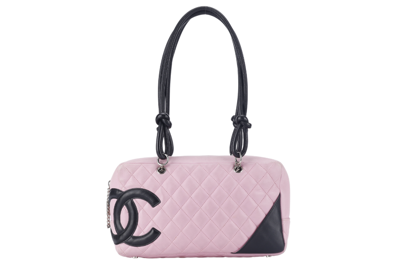 CHANEL CAMBON LINE (9139xxxx) LARGE PINK CALFSKIN LEATHER SILVER HARDWARE WITH DUST COVER