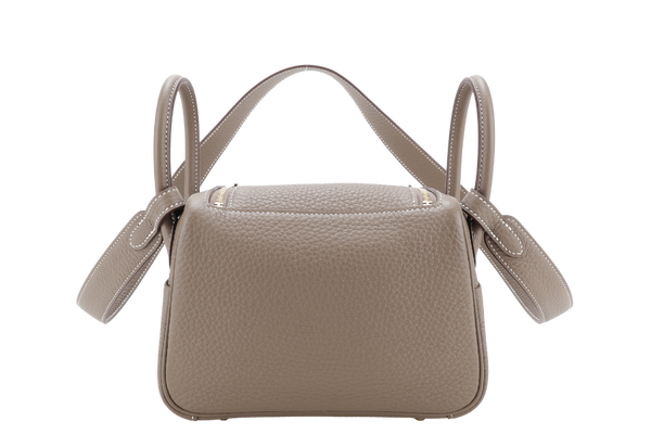 HERMES MINI LINDY ETOUPE COLOR STAMP K (YEAR 2025) CLEMENCE LEATHER WITH DUST COVER