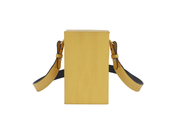 FENDI YELLOW VITELLO LEATHER VERTICAL BOX CROSSBODY BAG GOLD HARDWARE WITH DUST COVER