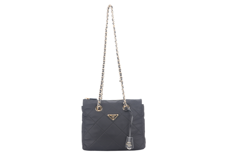 PRADA 1BG887 RE-EDITION 1995 SHOULDER BAG SAFFIANO CUIR NERO-FUOCO GOLD HARDWARE WITH DUST COVER AND CARD