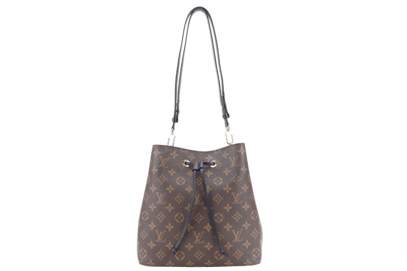 LOUIS VUITTON NEONOE MONOGRAM BLACK TRIM WITH STRAPS AND DUST COVER