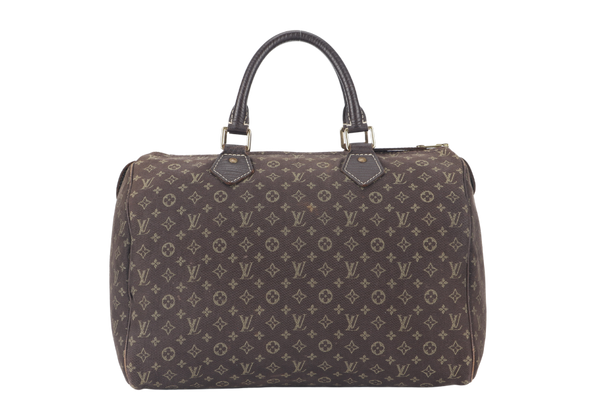 LOUIS VUITTON SPEEDY 30 (M95224) BROWN MINI LIN GOLD HARDWARE WITH DUST COVER