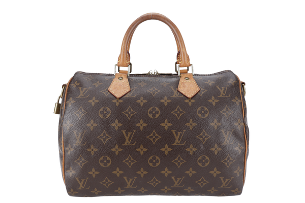 LOUIS VUITTON SPEEDY BANDOULIERE 30 MONOGRAM CANVAS LEATHER GOLD HARDWARE WITH STRAPS, LOCK, DUST COVER AND BOX