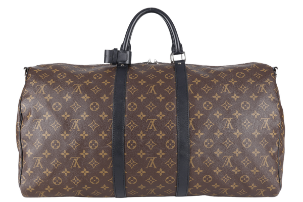 LOUIS VUITTON M56711 KEEPALL BANDOULIERE 55 MONOGRAM CANVAS SILVER HARDWARE (INITIALS NAME _ E.C.A) WITH STRAPS