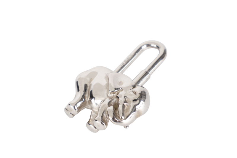 HERMES SILVER ELEPHANT LOCK WITH BOX