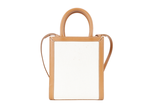 CELINE CABAS VERTICAL TOTE NATURAL TAN COLOR GOLD HARDWARE WITH STRAPS AND DUST COVER