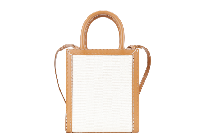 CELINE CABAS VERTICAL TOTE NATURAL TAN COLOR GOLD HARDWARE WITH STRAPS AND DUST COVER