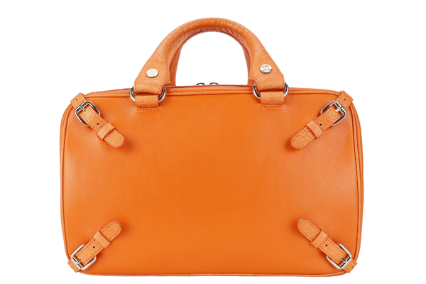 CELINE ORANGE SATCHEL BELT TRIM BAG WITH DUST COVER AND CARD