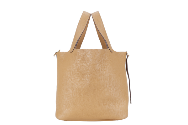 HERMES PICOTIN 22 BISCUIT COLOR CLEMENCE LEATHER GOLD HARDWARE STAMP U (2022) WITH KEYS&LOCK, ORGANIZER, DUST COVER AND BOX