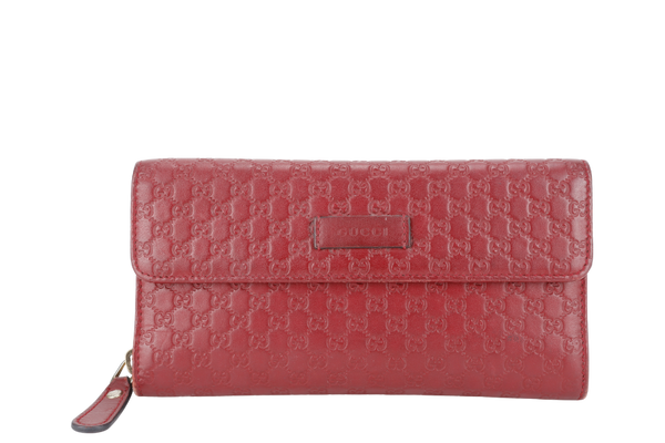 GUCCI GG SIGNATURE CONTINENTAL ZIP LONG WALLET GOLD HARDWARE WITH DUST COVER AND BOX