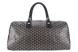 GOYARD BOSTON 50 BLACK GOYARDINE BLACK TRIM SILVER HARDWARE LOCK &amp; KEYS WITH DUST COVER