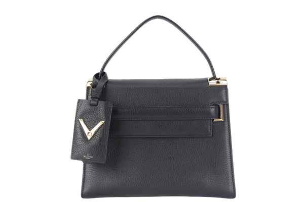 VALENTINO GARAVANI MY ROCKSTUD FRAME BAG MEDIUM BLACK CALFSKIN LEATHER GOLD HARDWARE WITH STRAP AND DUST COVER