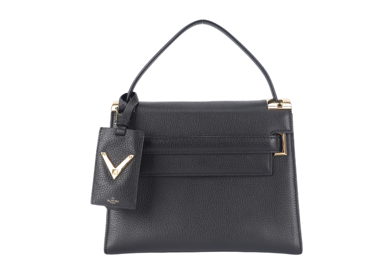 VALENTINO GARAVANI MY ROCKSTUD FRAME BAG MEDIUM BLACK CALFSKIN LEATHER GOLD HARDWARE WITH STRAP AND DUST COVER