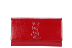 YVES SAINT LAURENT (YSL) BELLE DE JOUR CLUTCH (203855 467891) RED PATENT LEATHER & GOLD HARDWARE WITH DUST COVER