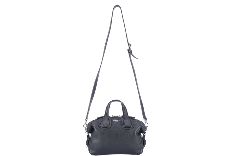 GIVENCHY NIGHTINGALE SATCHEL BLACK LEATHER SILVER HARDWARE WITH STRAPS AND DUST COVER