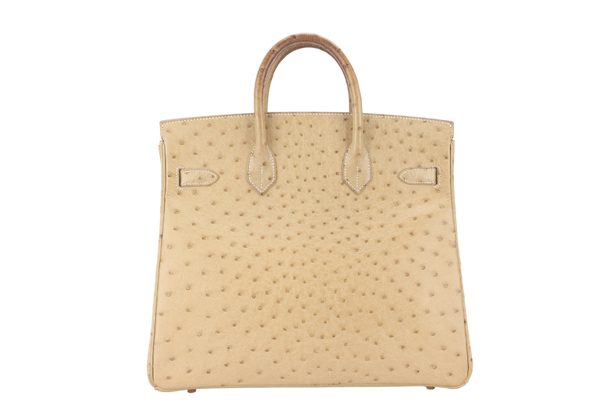 HERMES BIRKIN HAC 32 OSTRICH PARCHEMIN GOLD HARDWARE STAMP C (YEAR 1999) WITH KEYS, LOCK AND DUST COVER