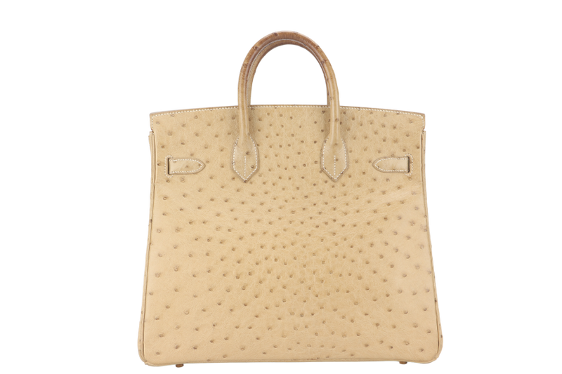HERMES BIRKIN HAC 32 OSTRICH PARCHEMIN GOLD HARDWARE STAMP C (YEAR 1999) WITH KEYS, LOCK AND DUST COVER
