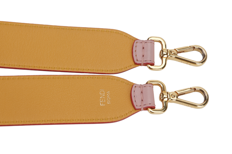 FENDI BAG STRAP PASTEL PINK-YELLOW CALF LEATHER GOLD HARDWARE WITH DUST COVER